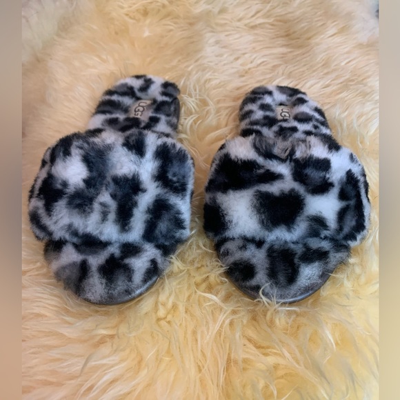 NEW UGG W Fluff Slide II Leopard White - Picture 9 of 10